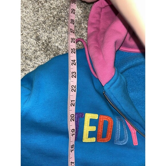 Teddy Fresh Adult XL Full Zip Blue Pink Hoodie Sweatshirt‎ Jacket Streetwear - Picture 4 of 7